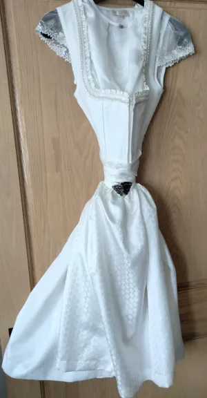 112351-070  2 pc Festive  Off White  Krueger Collection  Dirndl / Wedding Dirndl  Dress with elegant pearl detail