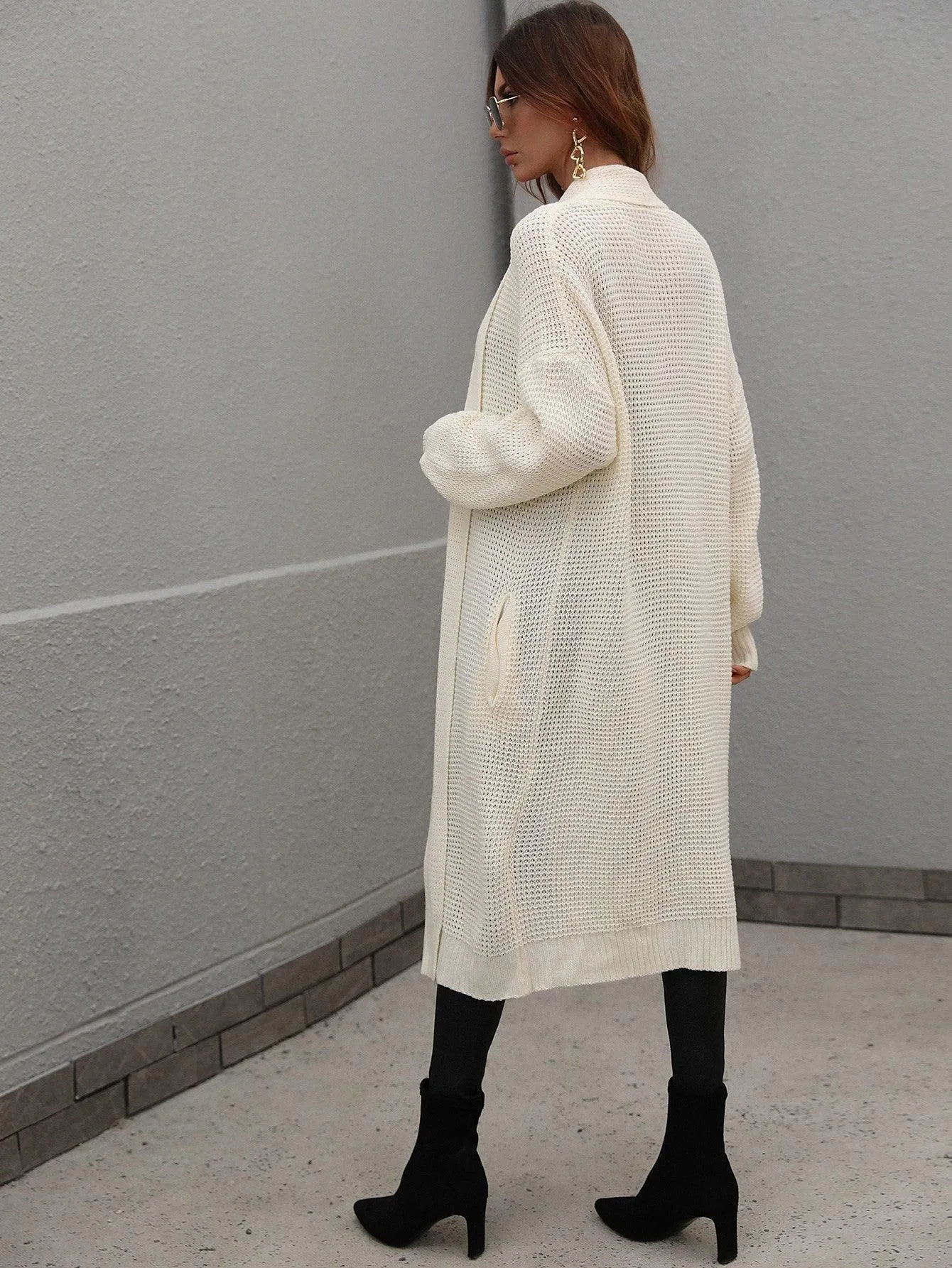 Achieve Joy Waffle Knit Open Front Duster Cardigan