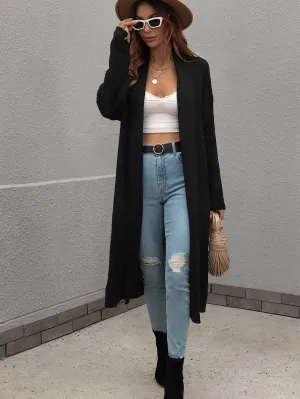 Achieve Joy Waffle Knit Open Front Duster Cardigan