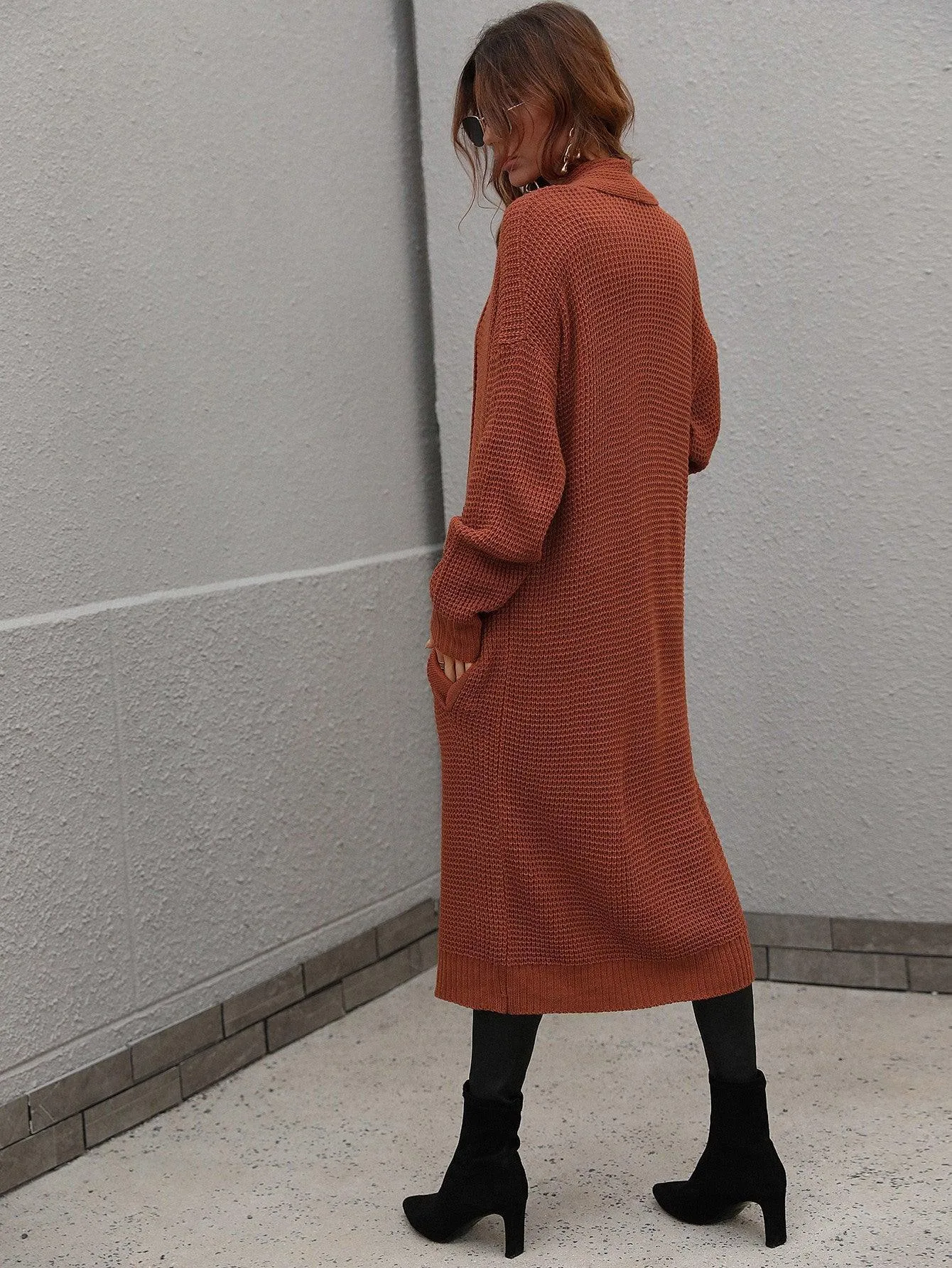Achieve Joy Waffle Knit Open Front Duster Cardigan