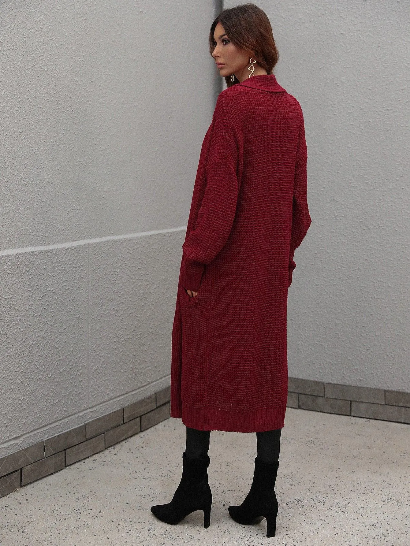 Achieve Joy Waffle Knit Open Front Duster Cardigan