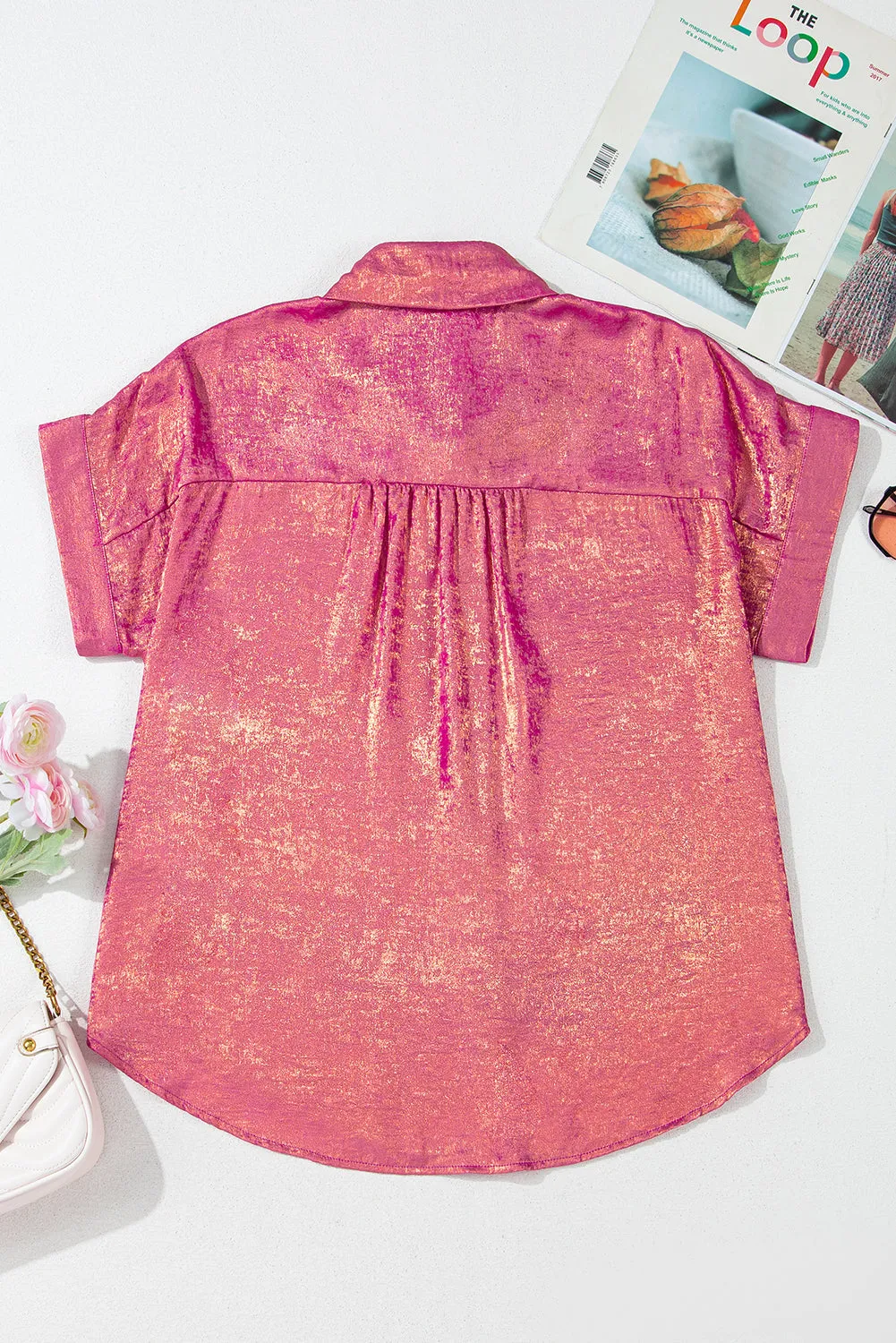 Amoura Metallic Sheen Buttoned Top