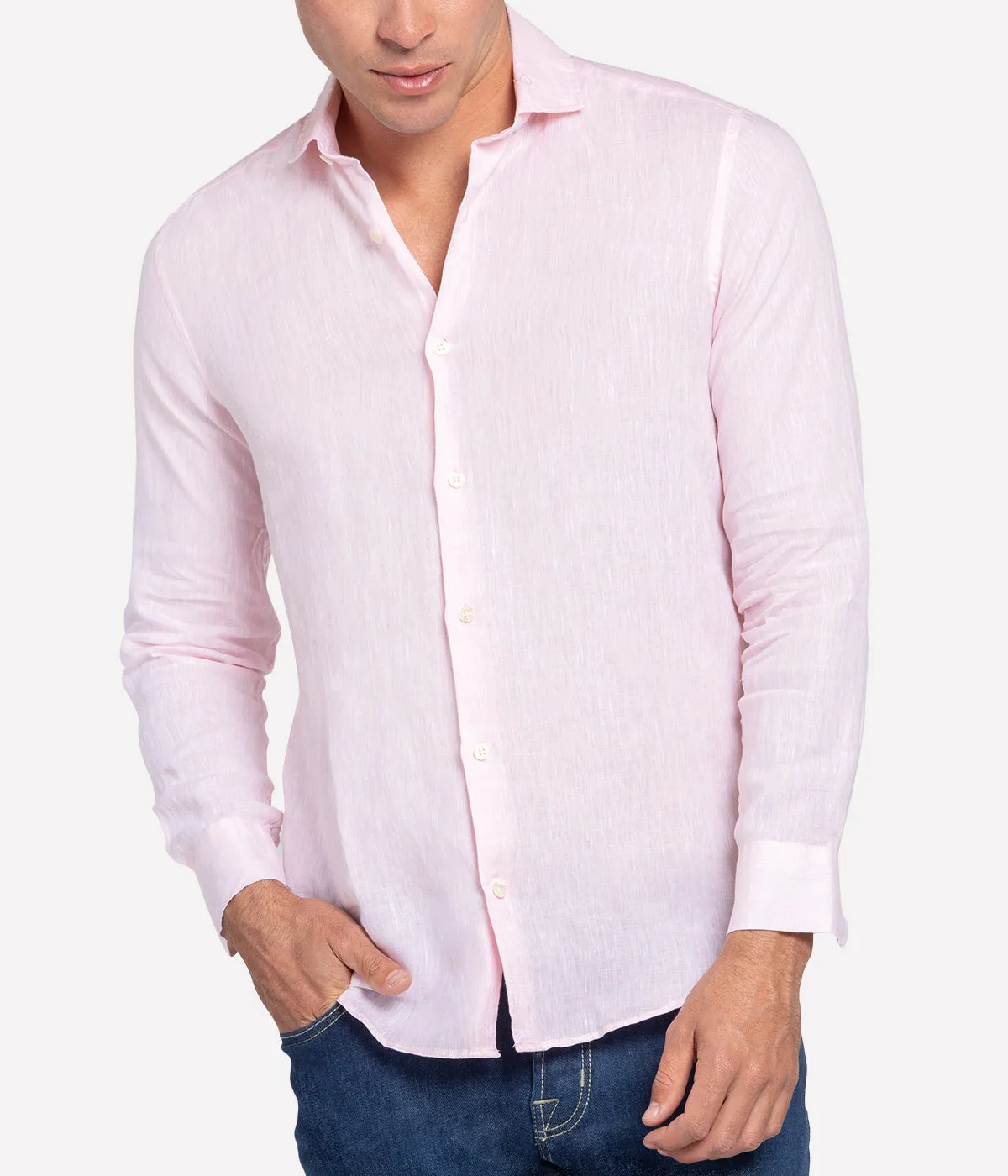 Antonio Linen Shirt in Pink