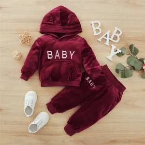 Baby Hooded Long-Sleeve Top & Pants Cheap Baby Clothes In Bulk
