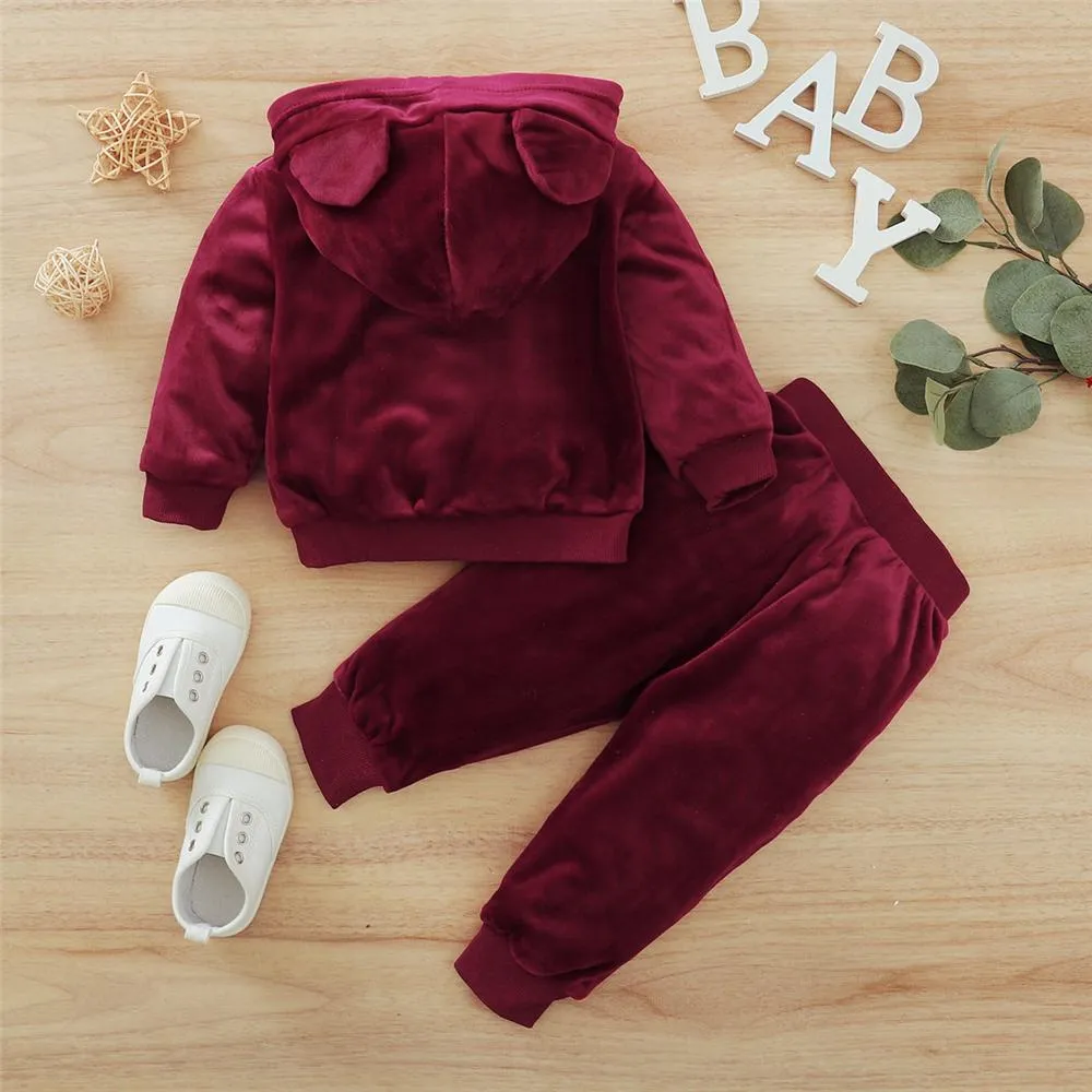 Baby Hooded Long-Sleeve Top & Pants Cheap Baby Clothes In Bulk