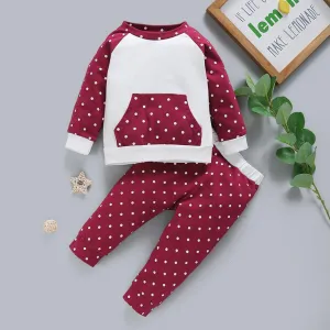 Baby Unisex Polka Dot Long Sleeve Top & Pants Baby Clothes Wholesale Supplier