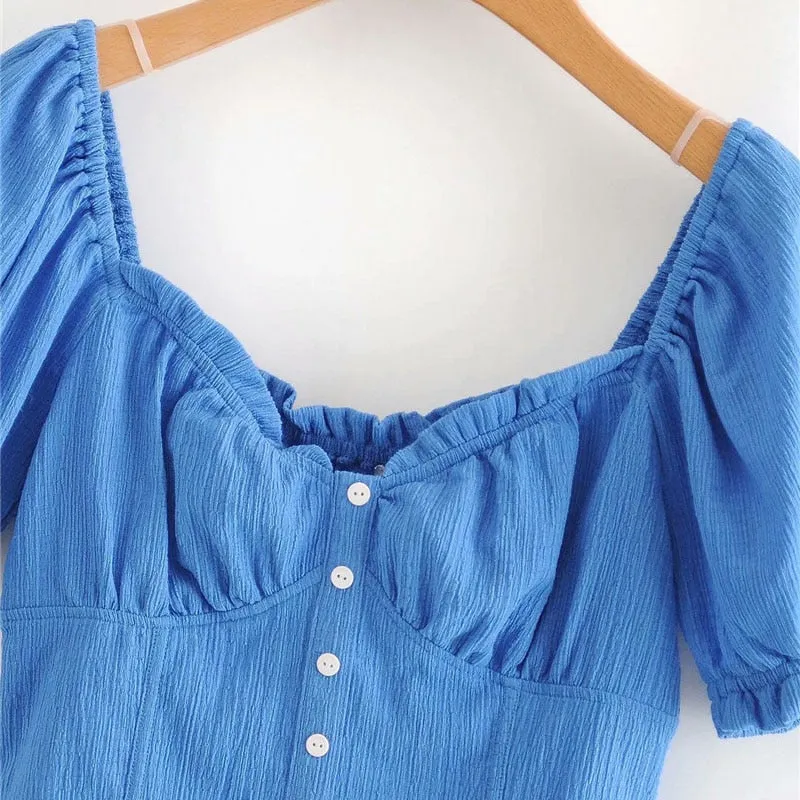 BLUE CROPPED BLOUSE
