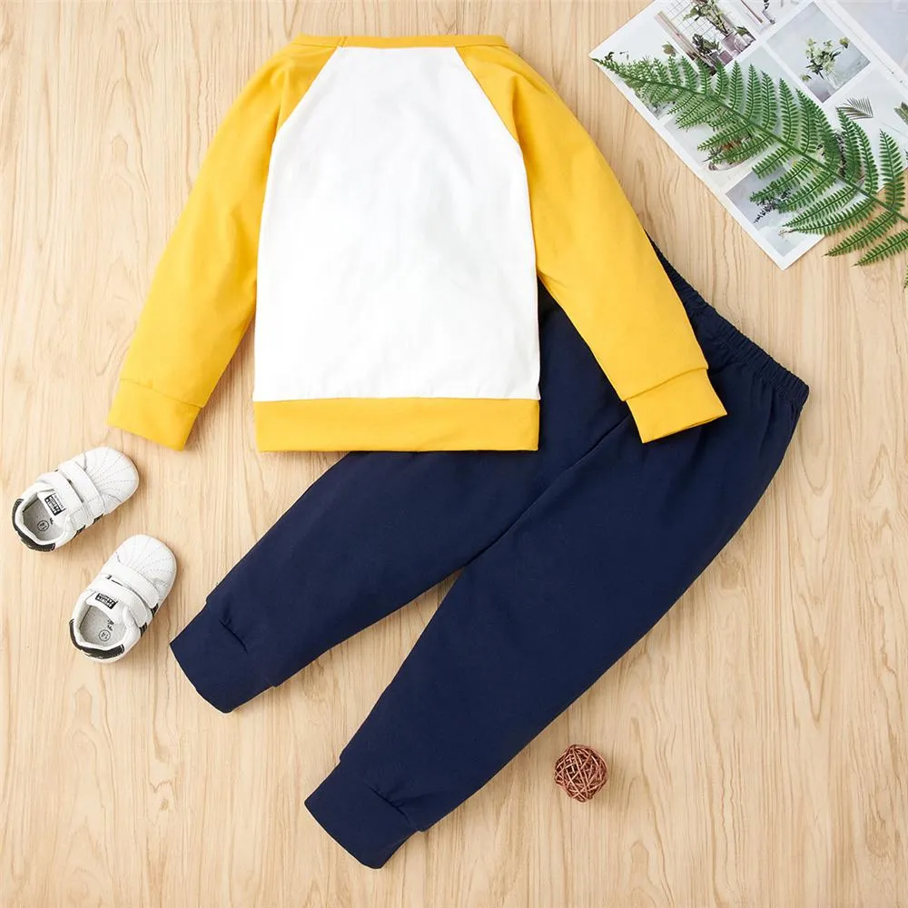 Boys Cartoon Printed Long Sleeve Top & Pants Wholesale Boy Clothes