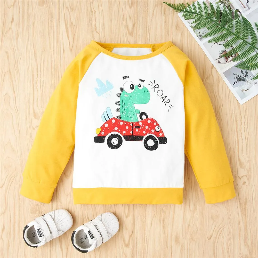 Boys Cartoon Printed Long Sleeve Top & Pants Wholesale Boy Clothes