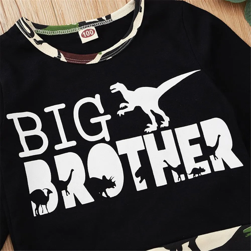 Boys Letter Dinosaur Printed Long Sleeve Top & Pants Wholesale Kids Apparel