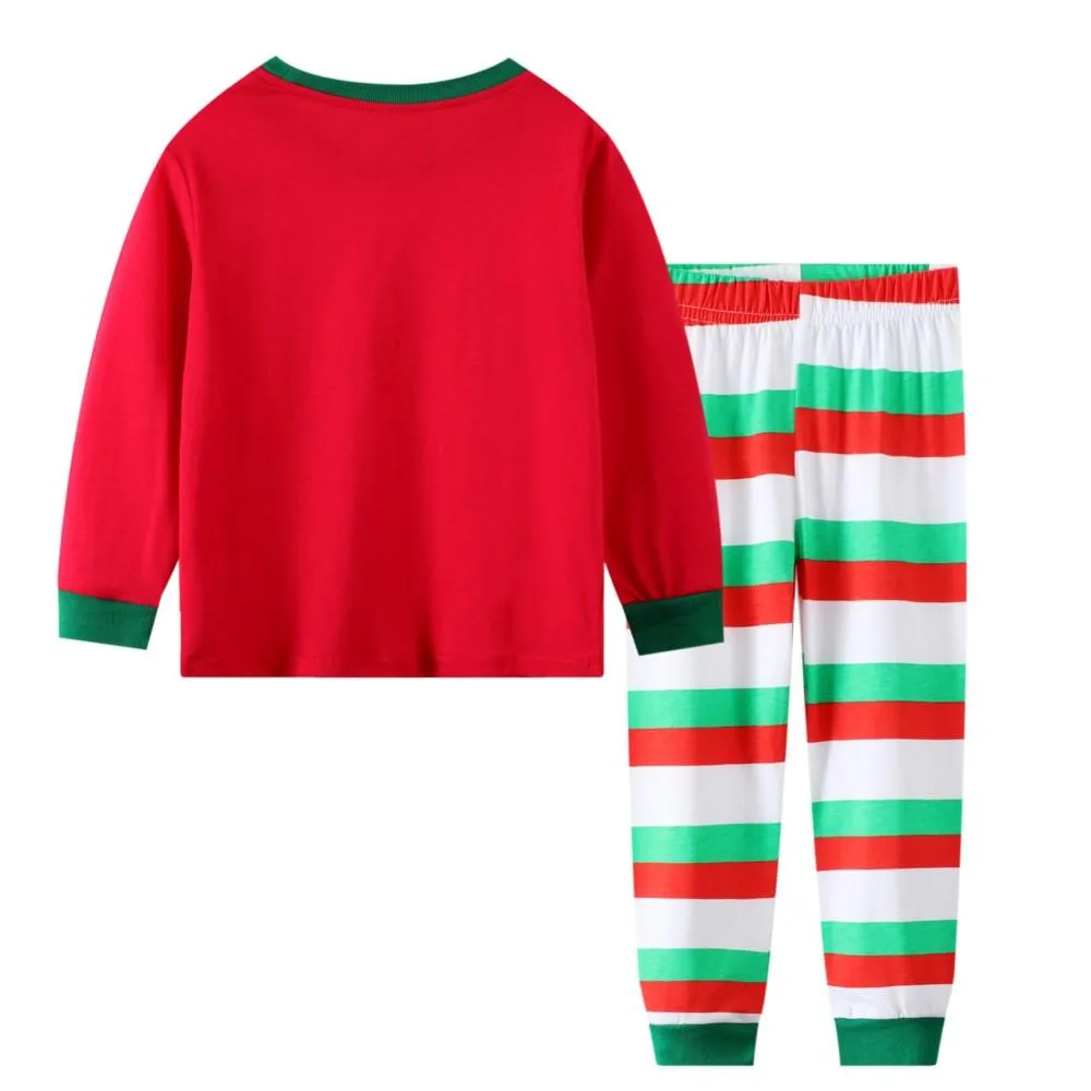 Boys Snowflake Elk Merry Christma Pattern Top & Stripe Pants Boys Casual Suits