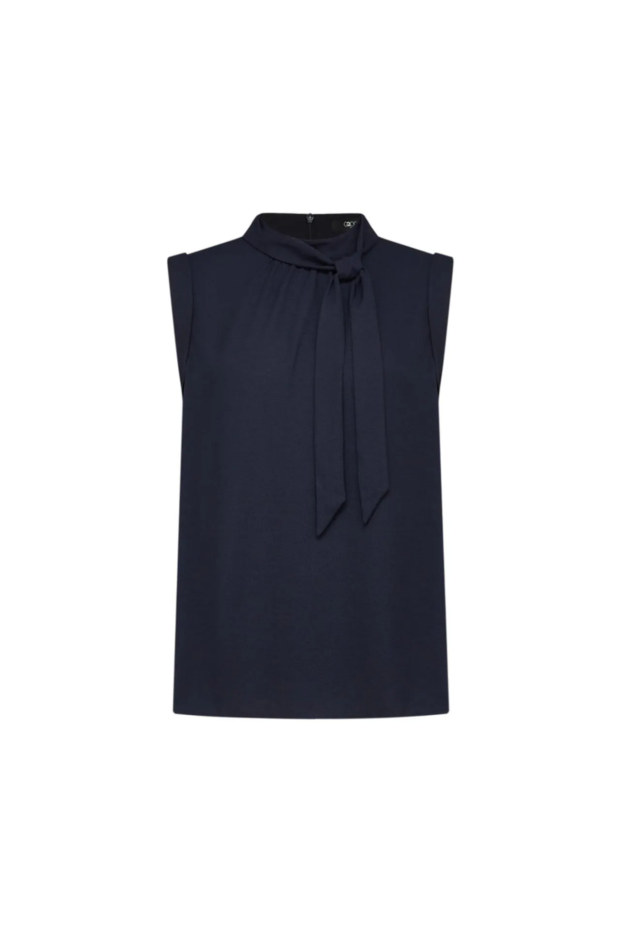 Crepe Stand Collar Blouse With Detachable Tie