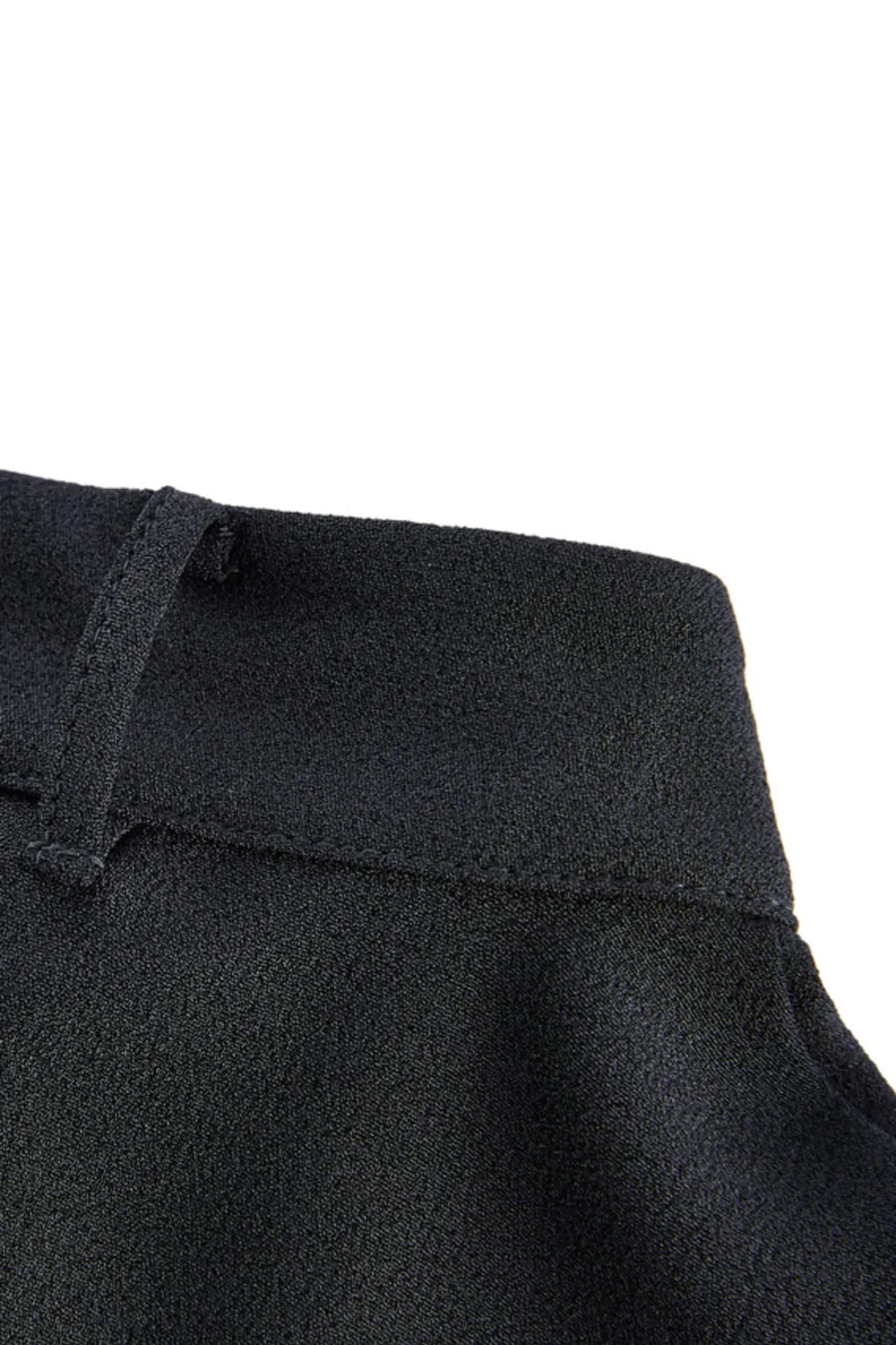 Crepe Stand Collar Blouse With Detachable Tie