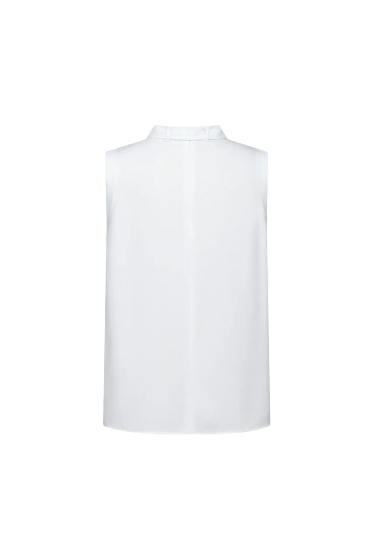 Crepe Stand Collar Blouse With Detachable Tie