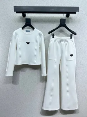 Crew neck sweater   wide leg pants