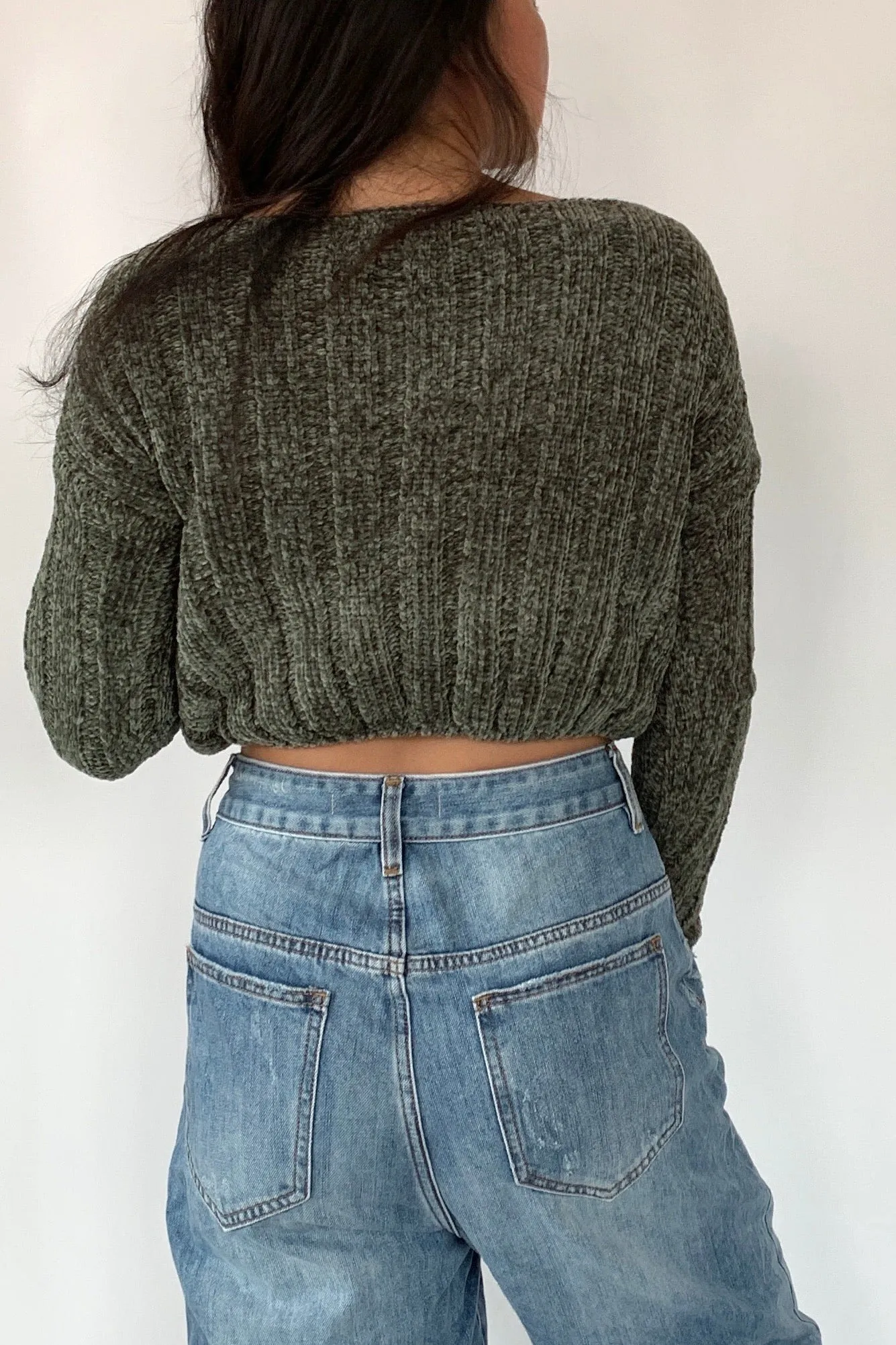 Crop It Sweater, Olive
