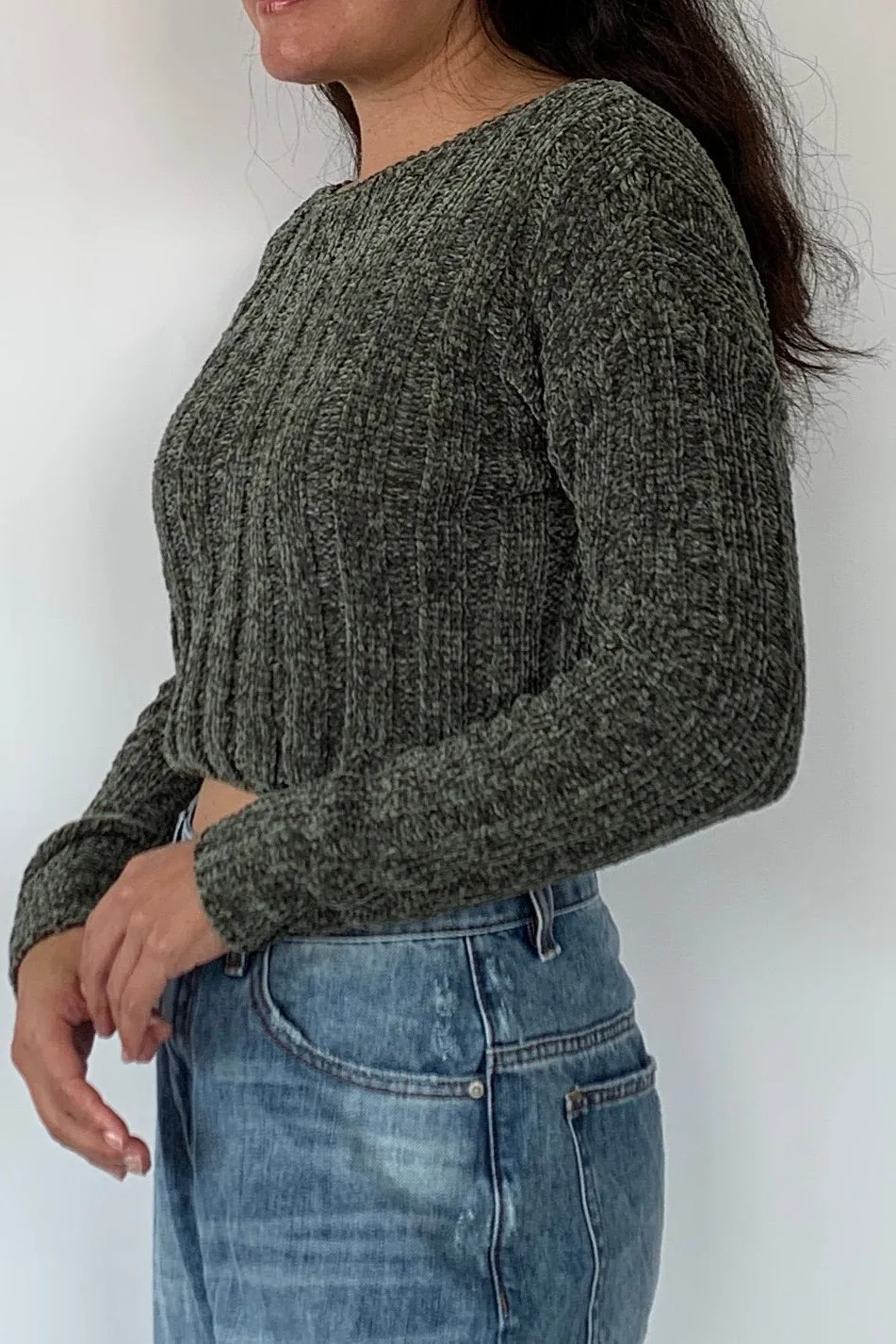 Crop It Sweater, Olive