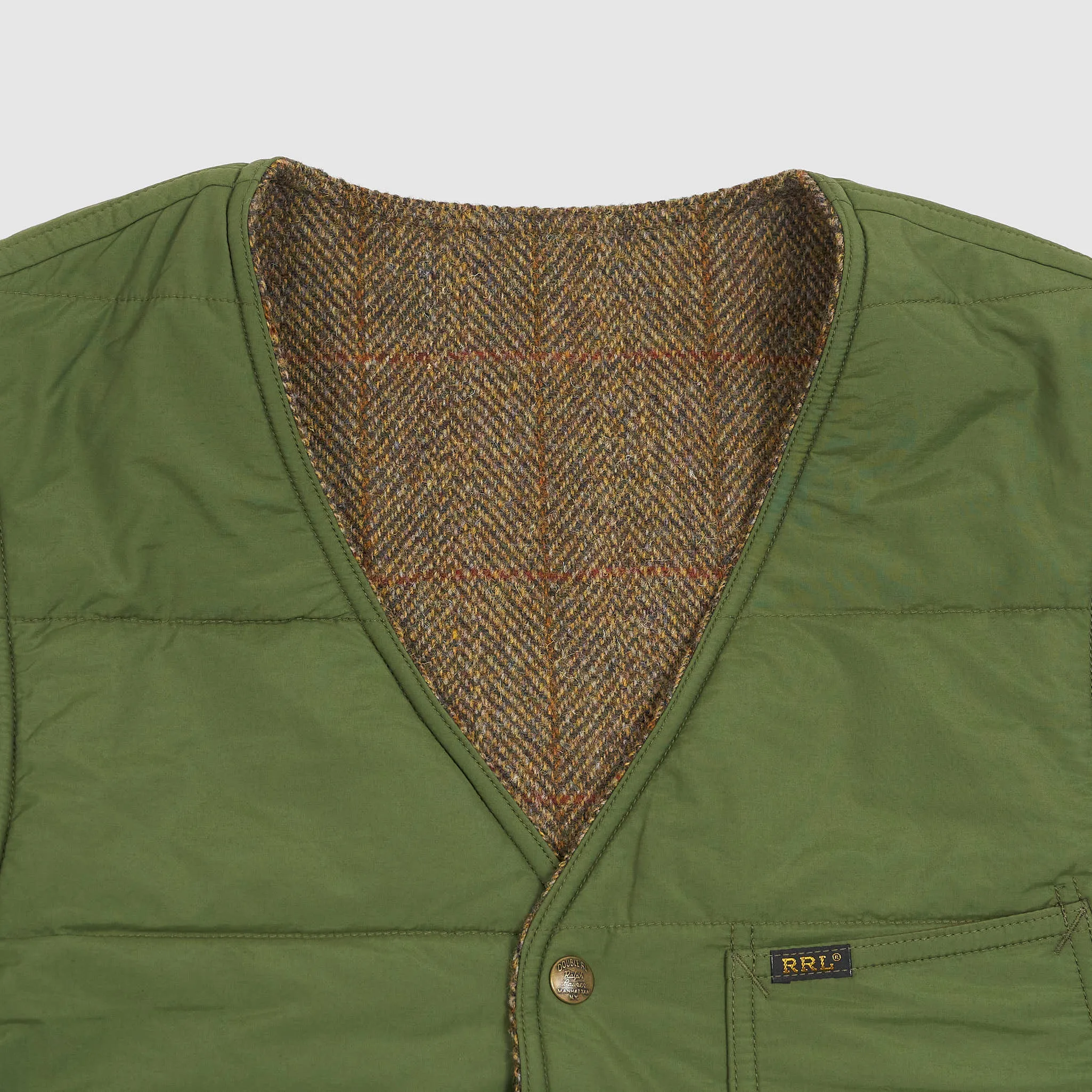 Double RL Huntshaw Reversible Harris Tweed Vest