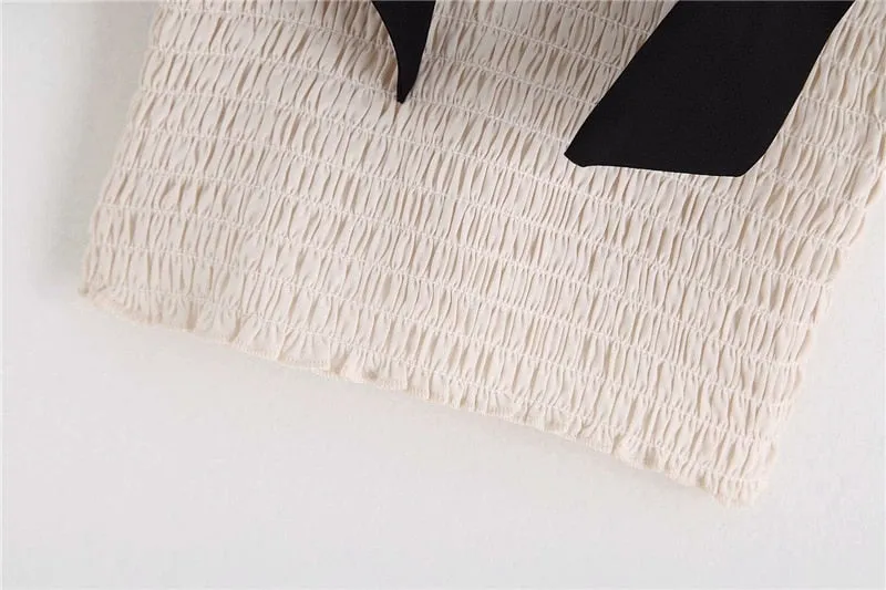 ELASTIC SMOCKED CROPPED TOP