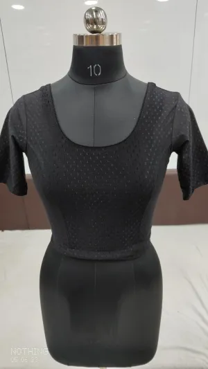 Elegant Black Color Cotton Dobby Stretchable Ready To Wear Blouse For Women