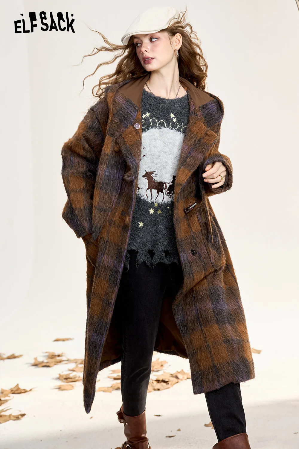 ELFSACK 2024 Winter New Arrivals Women's Pullover Sweater Fluffy Loose Cute Soft Top