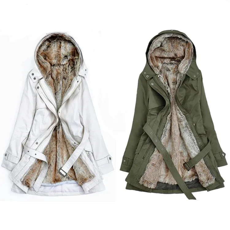 Faux Fur Warm Long Hooded Coat