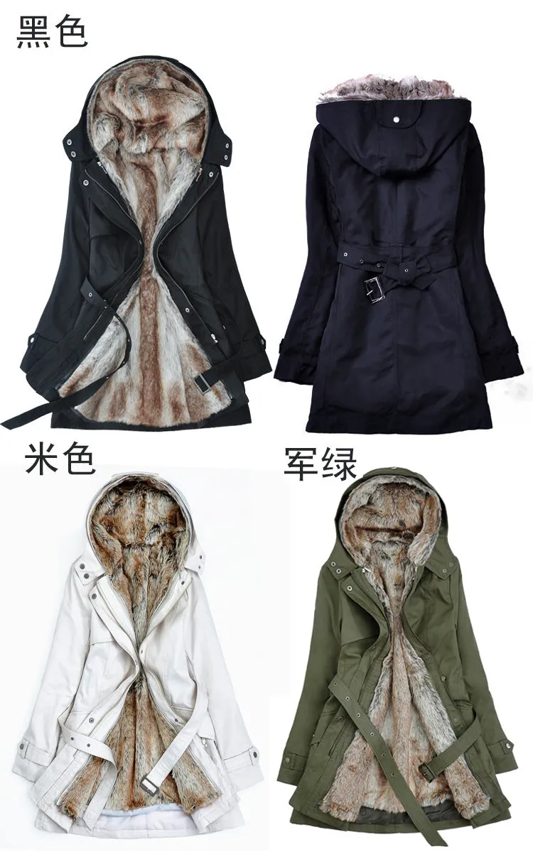 Faux Fur Warm Long Hooded Coat