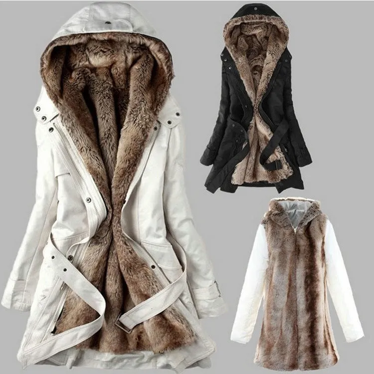 Faux Fur Warm Long Hooded Coat