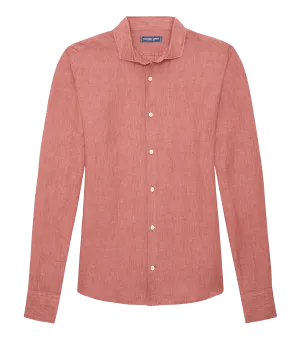 *FINAL SALE* Antonio Linen Long Sleeve Shirt in Mauve
