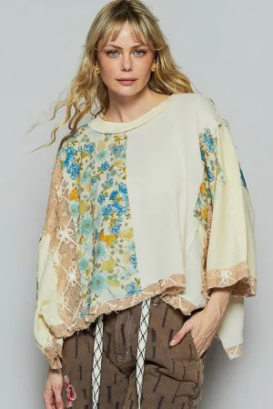 Floral Lace Patch Double Gauze Top