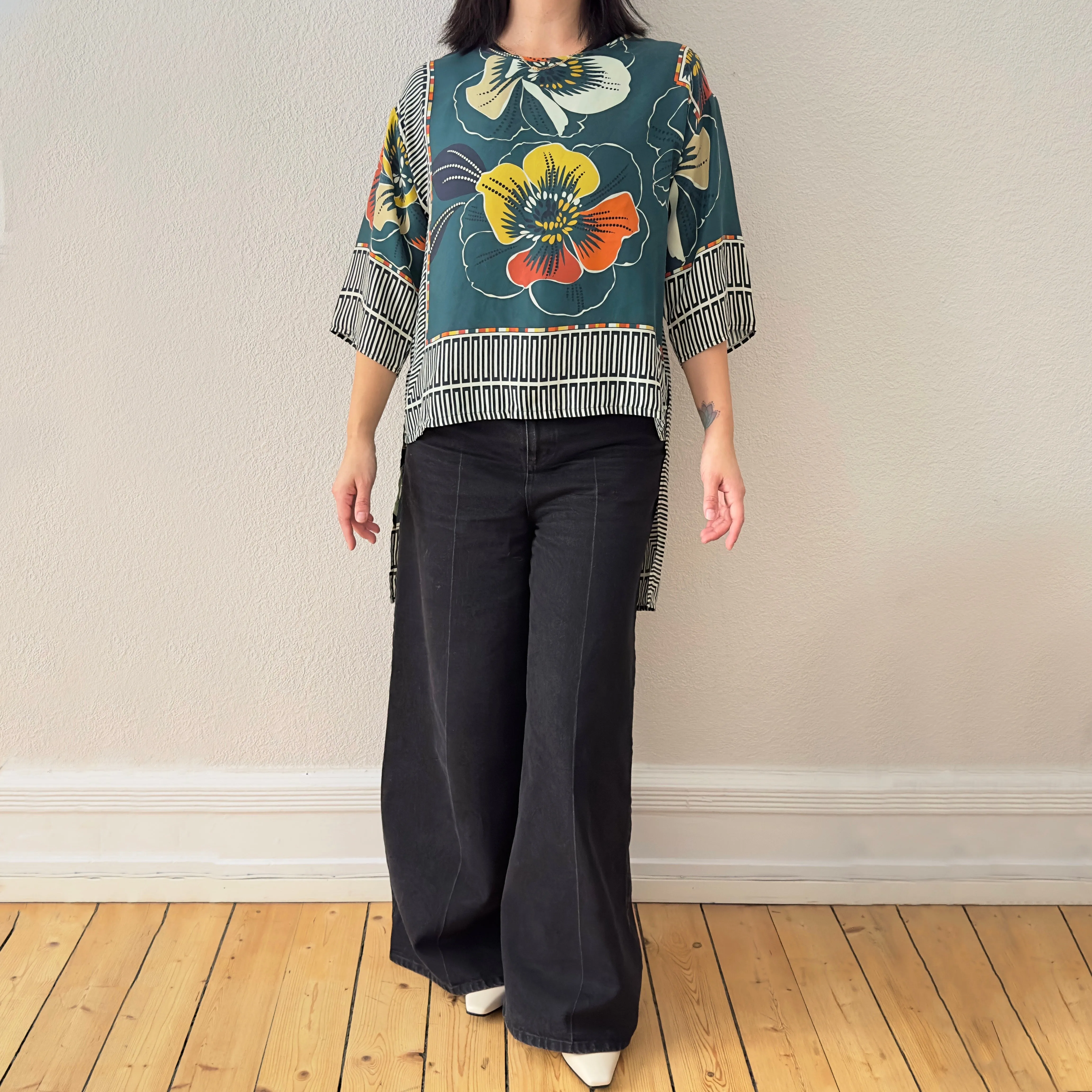 Floral Silk Top - Size S