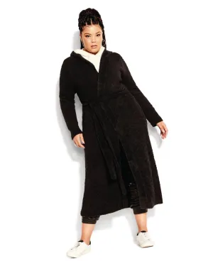 Fluffy Longline Cardigan | Black