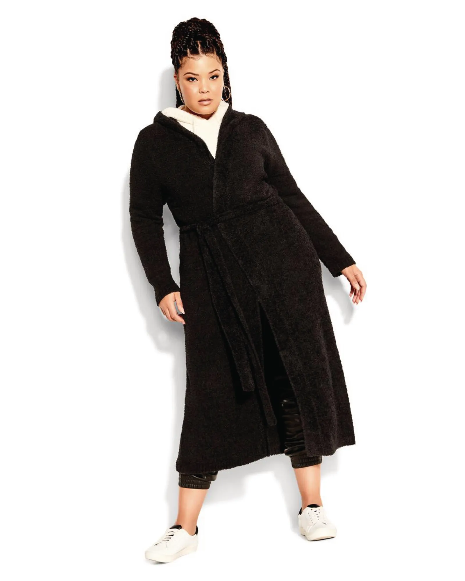 Fluffy Longline Cardigan | Black