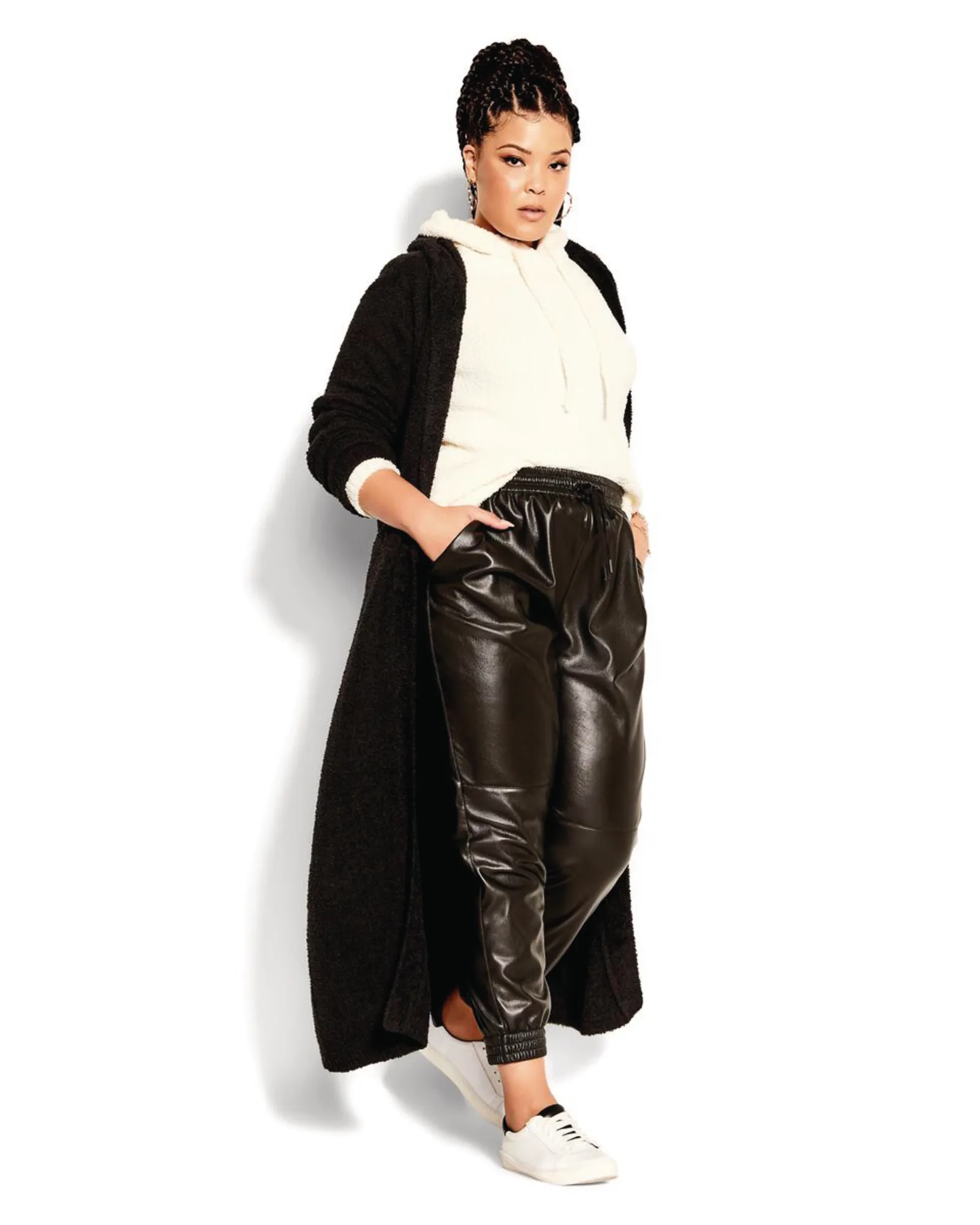 Fluffy Longline Cardigan | Black