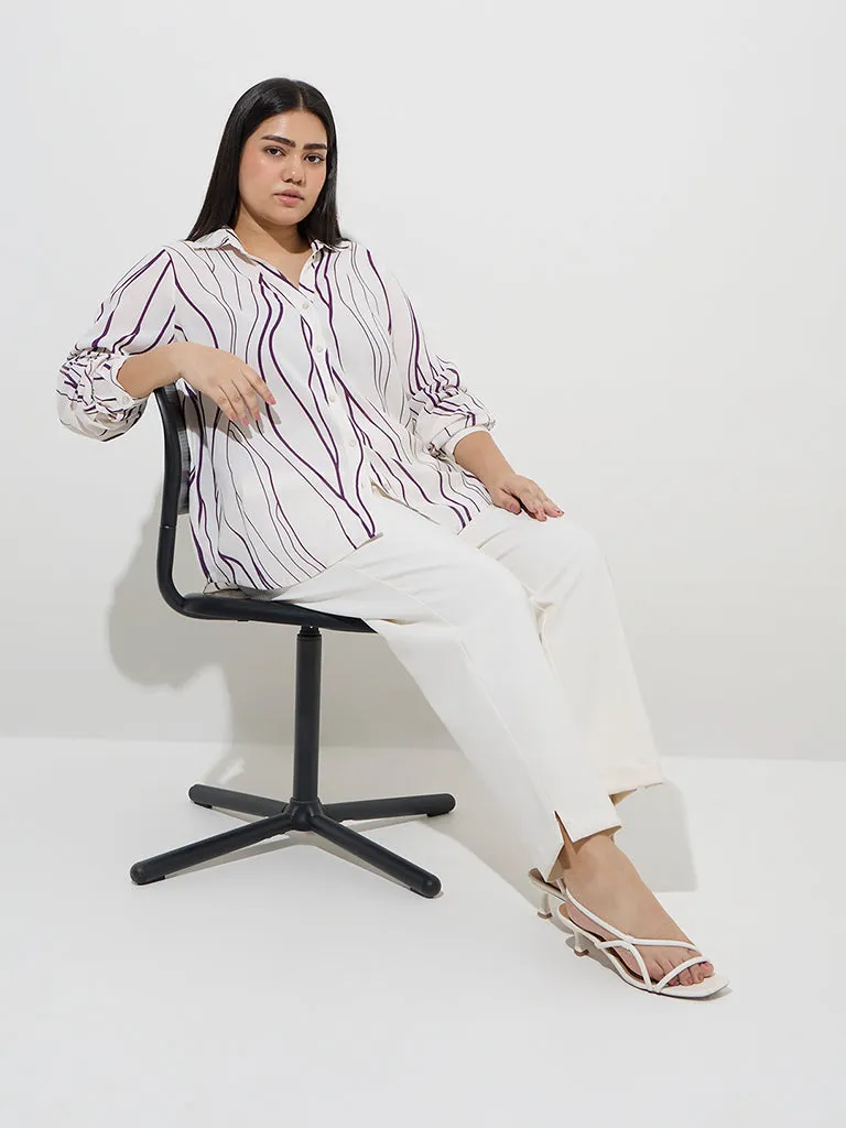 Gia Off-White Abstract Design Shirt