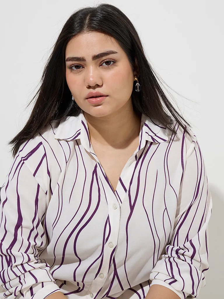 Gia Off-White Abstract Design Shirt
