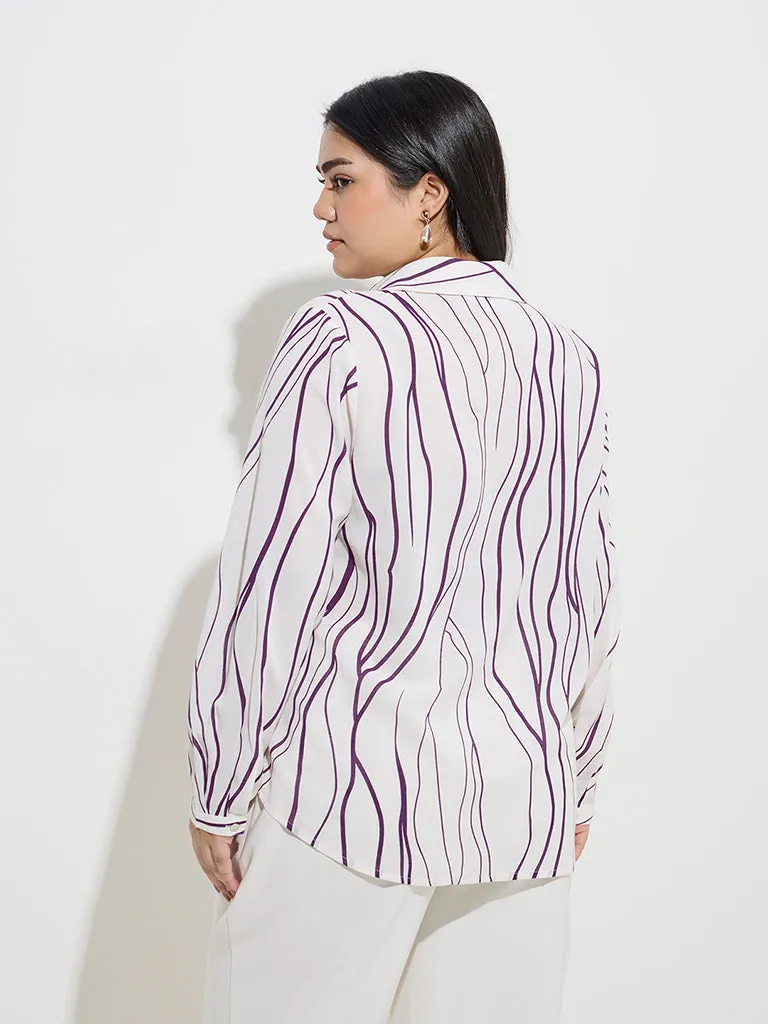 Gia Off-White Abstract Design Shirt