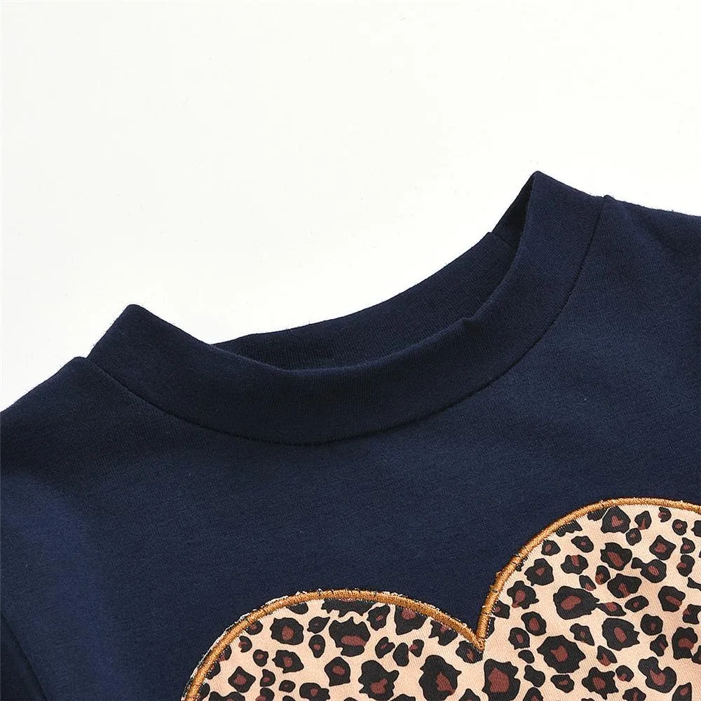 Girls Long Sleeve Heart Leopard Top & Pants Girl Boutique Clothing Wholesale