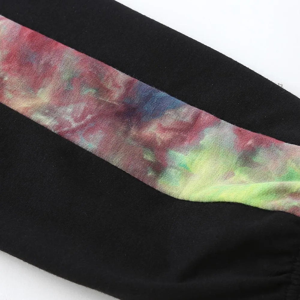 Girls Smile Letter Printed Tie-dye Long Sleeve Top & Pants