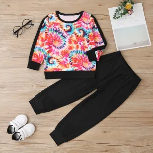 Girls Tie Dye Long Sleeve T-shirt & Pants Wholesale Clothing For Girls