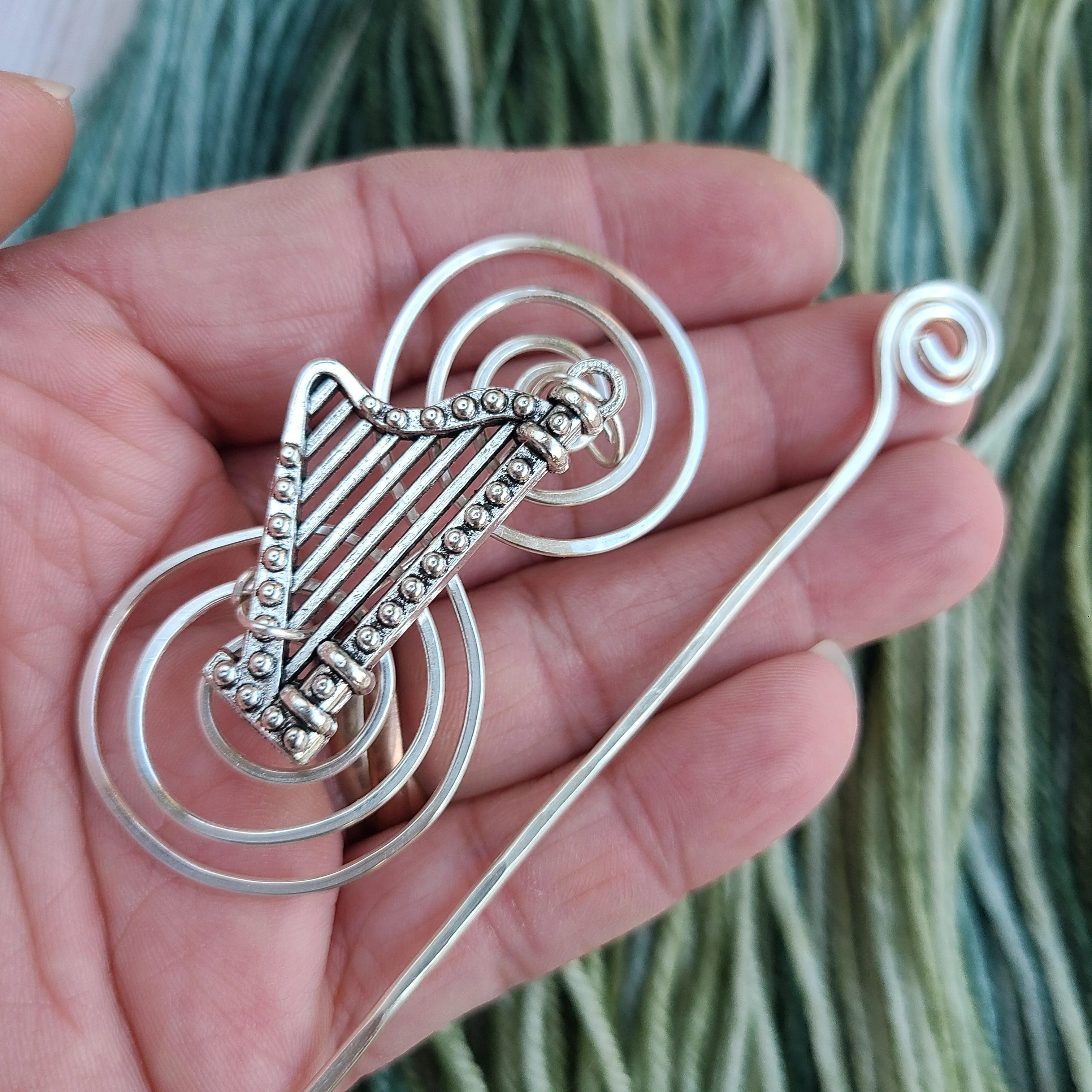 Harp Shawl Pin - Charmed Silver