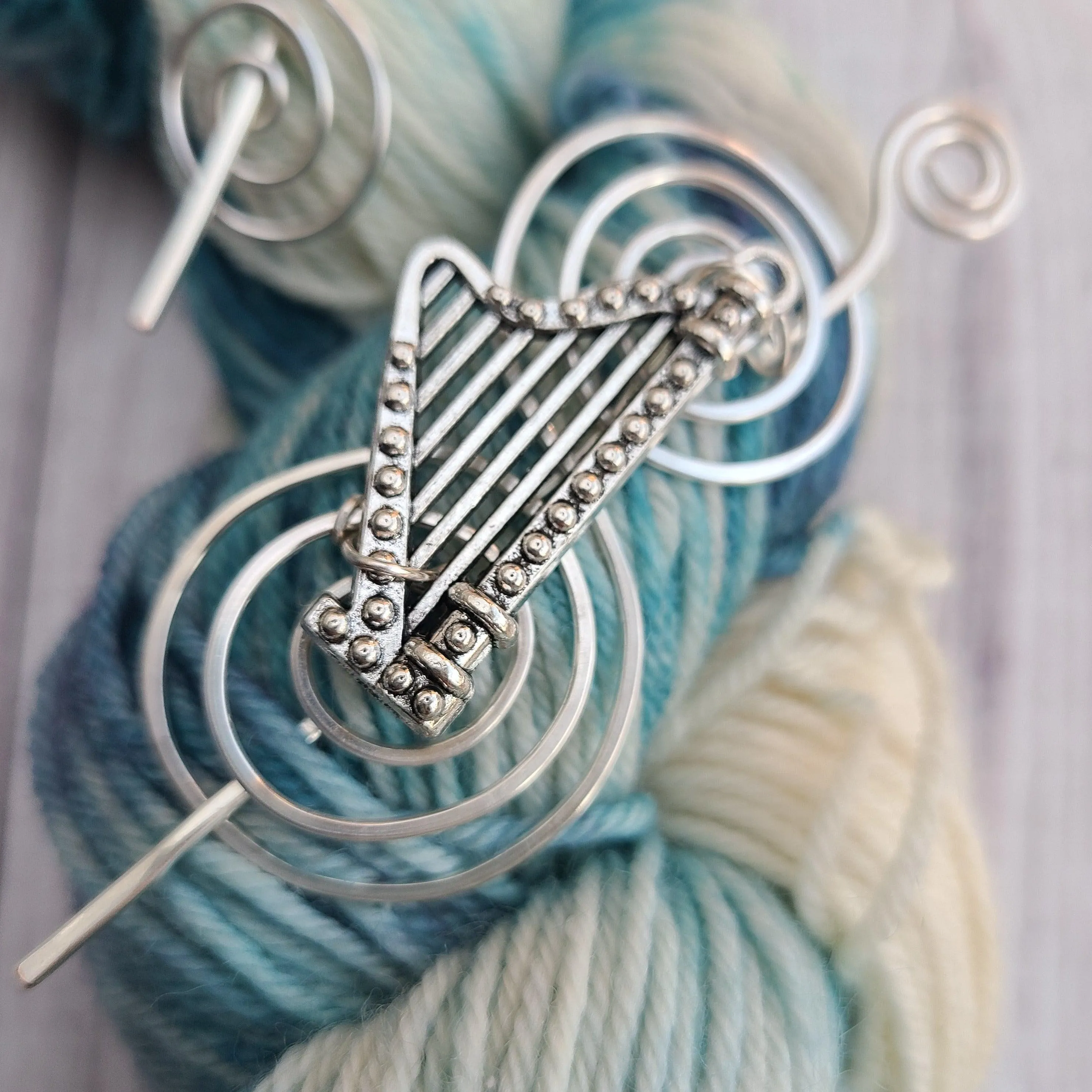 Harp Shawl Pin - Charmed Silver