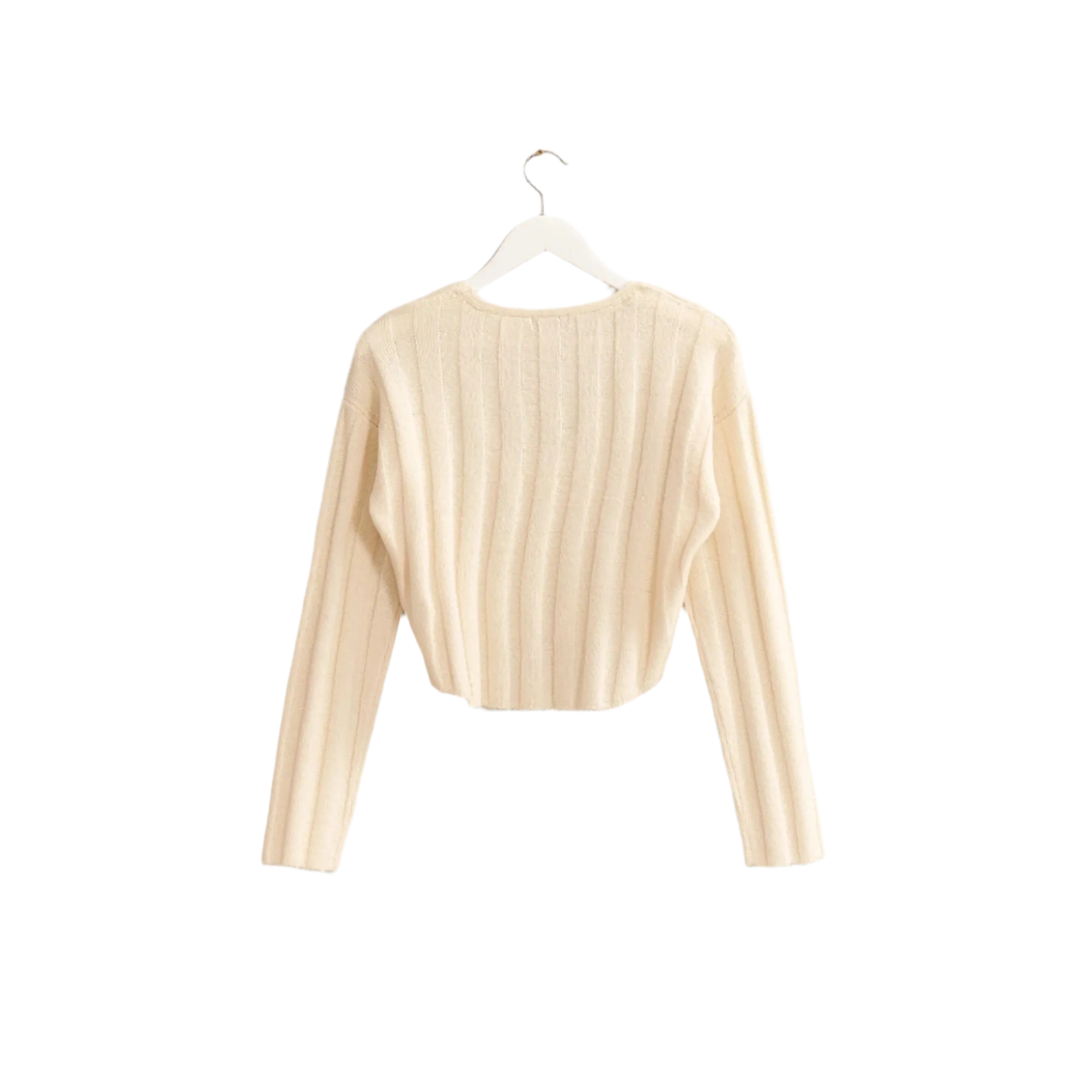 Heather Cropped  V-Neck Sweater