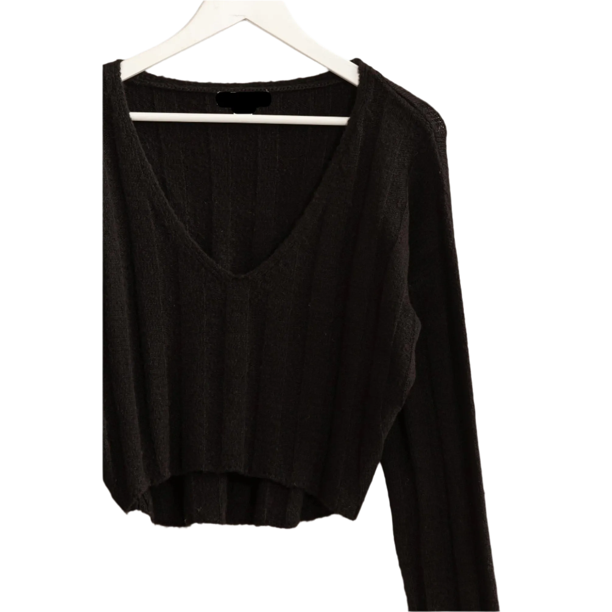 Heather Cropped  V-Neck Sweater