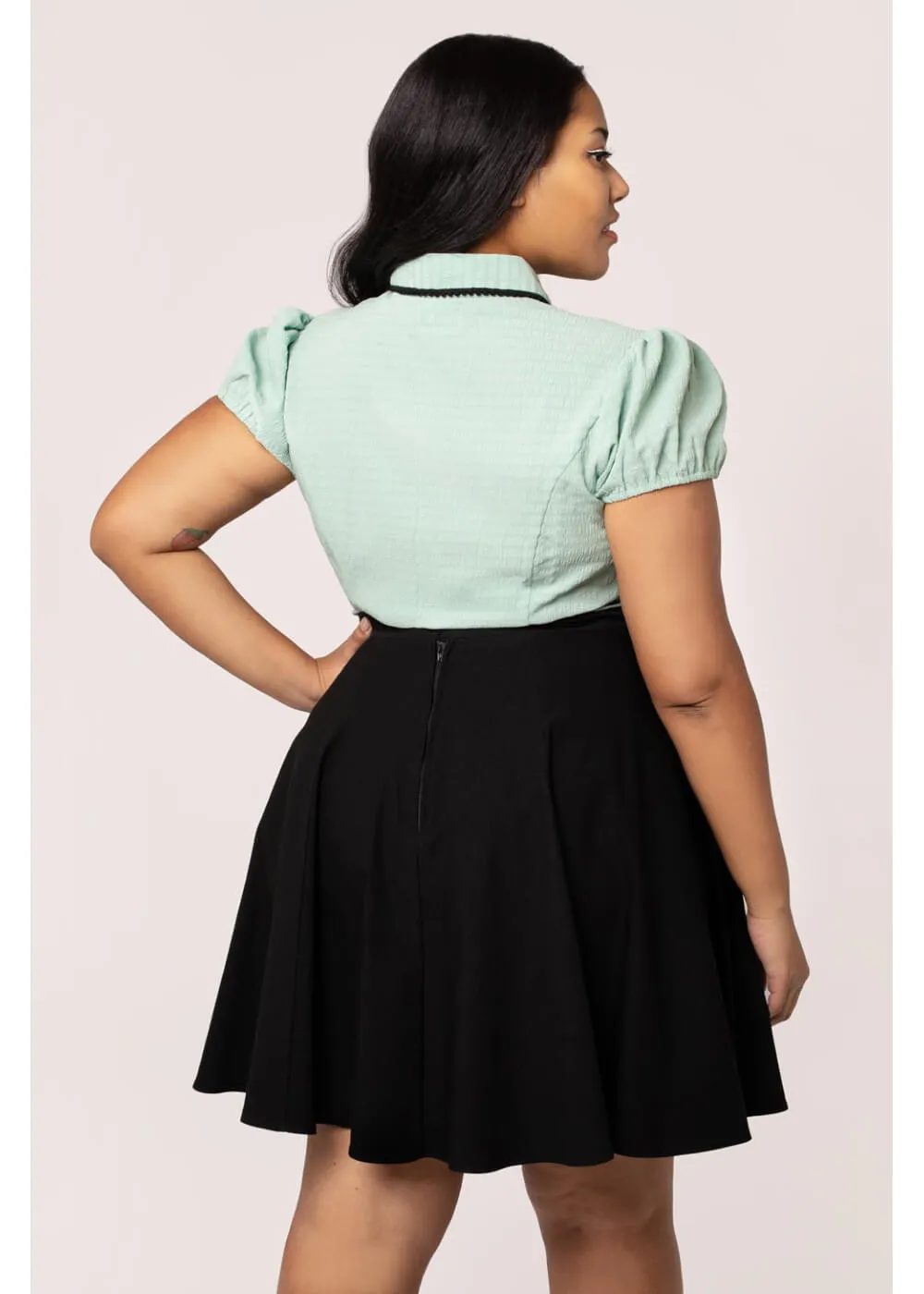 Hell Bunny Casey Bow 40's Blouse Mint Green