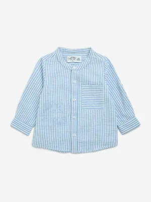 HOP Baby Blue Striped Patterned Cotton Shirt