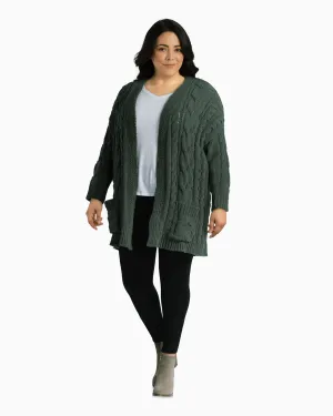 Isabella Cable Knit Cardigan | Forest Green