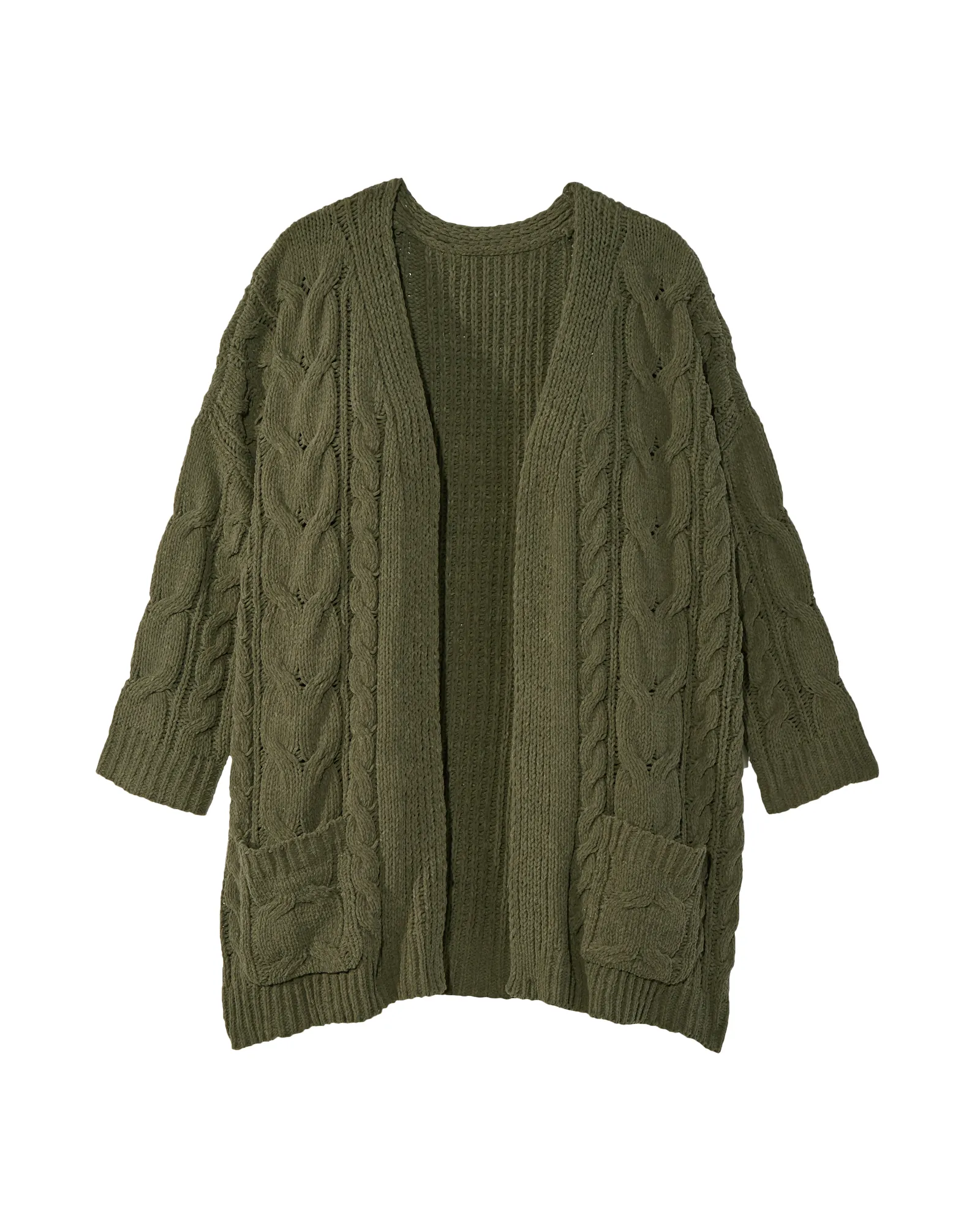 Isabella Cable Knit Cardigan | Forest Green