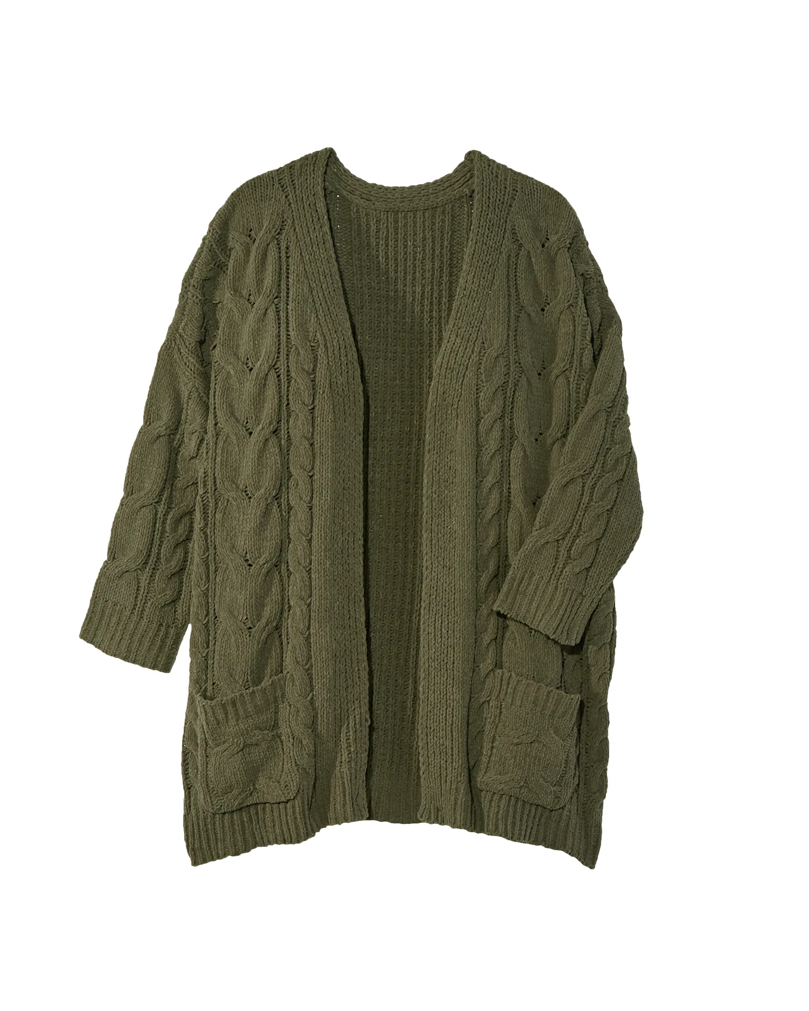 Isabella Cable Knit Cardigan | Forest Green