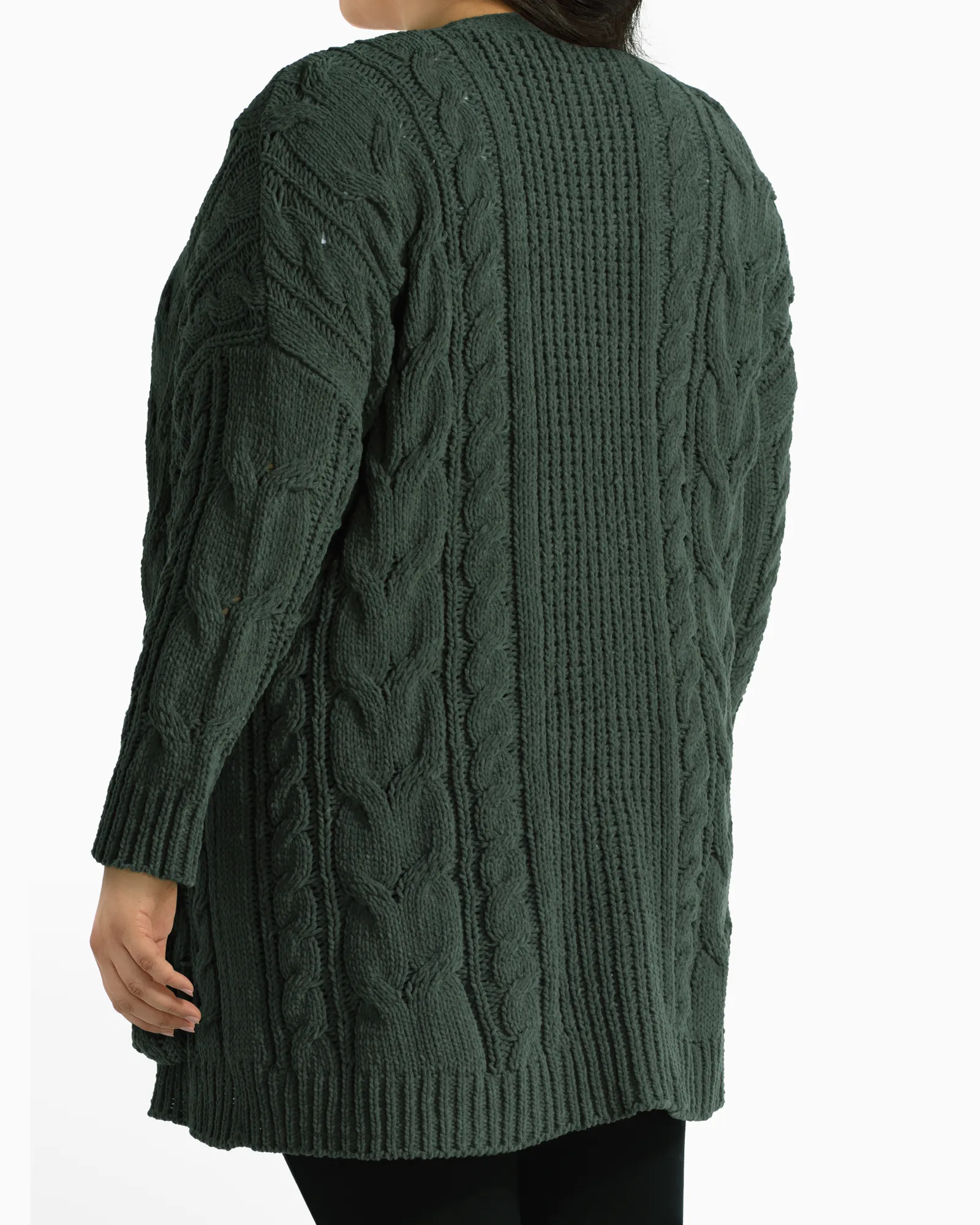 Isabella Cable Knit Cardigan | Forest Green